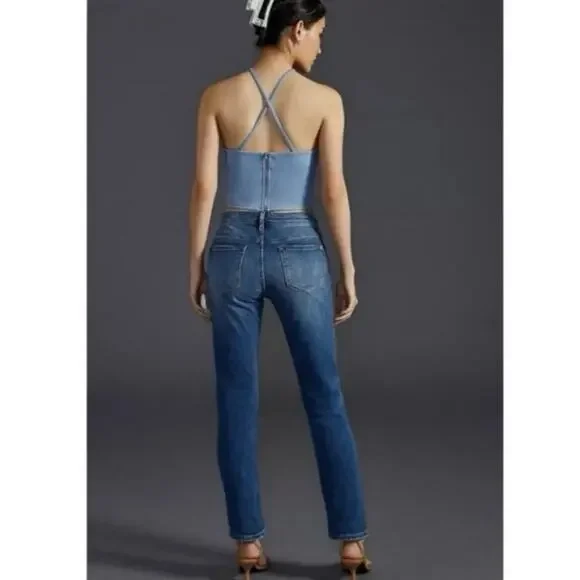 Anthropologie Pilcro Slim Boyfriend Crop Jeans Women's Size 27 Distressed Boho - Picture 4 of 13